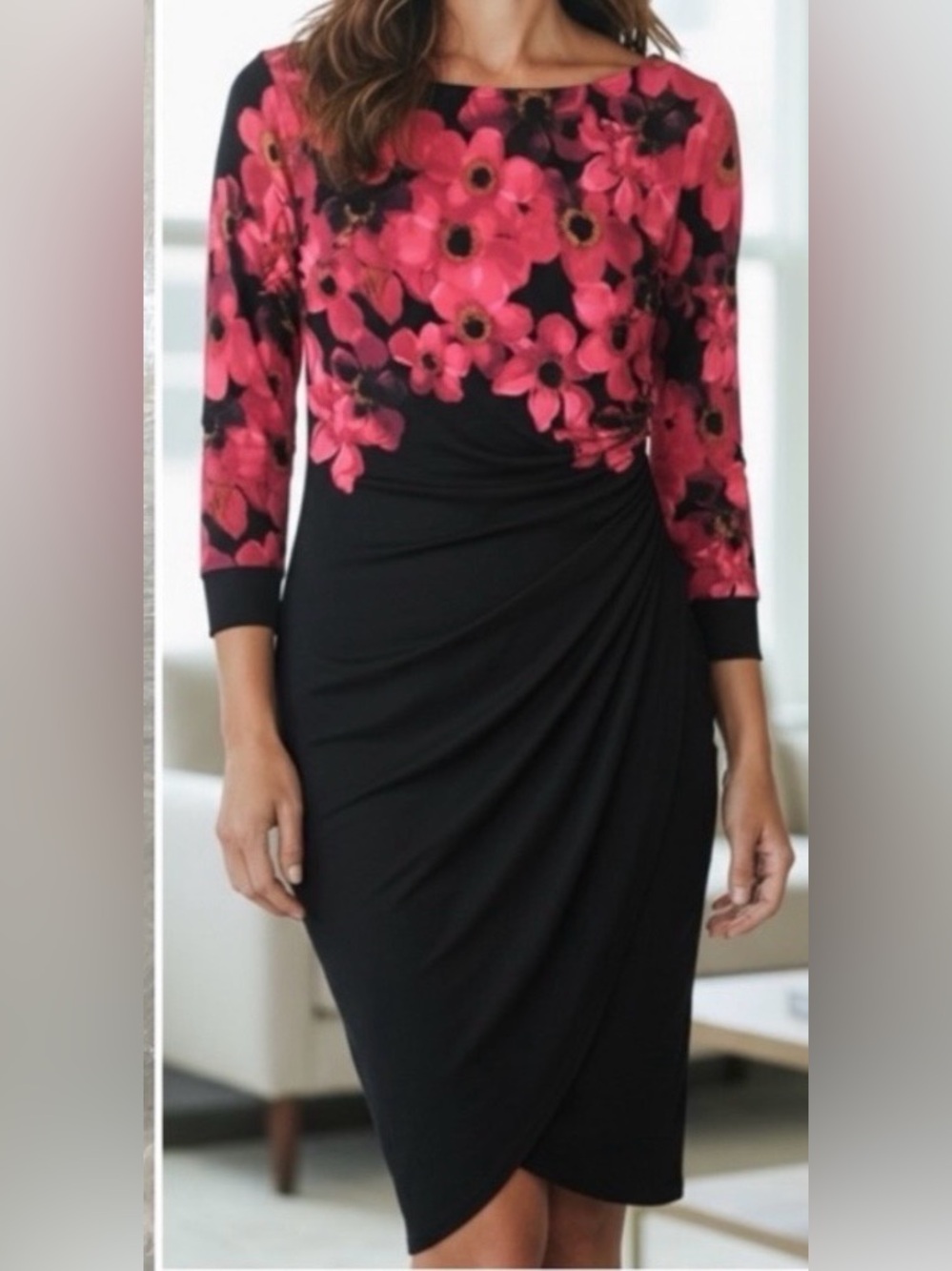 Lauren Ralph Lauren Black Dress with Pink Floral Top
